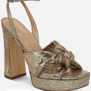 NIB Sam Edelman Kristen Platform Sandals - Gold Disco Leather